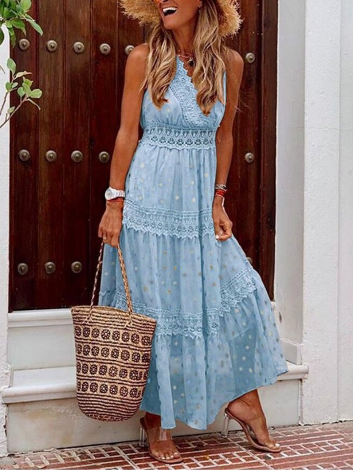 Vestido boho largo para invitada de boda en Azul