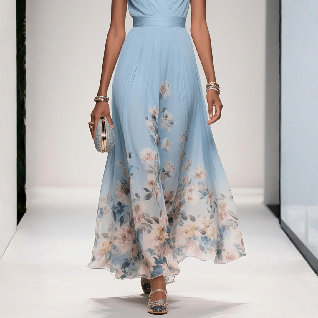 Vestido boho maxi floral para invitadas de boda en Rosa 2