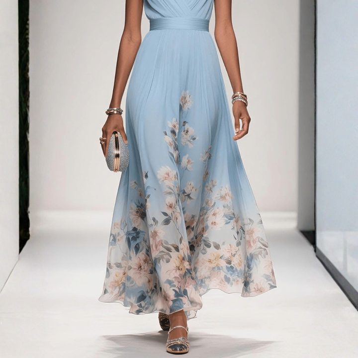 Vestido boho maxi floral para invitadas de boda en Rosa 2