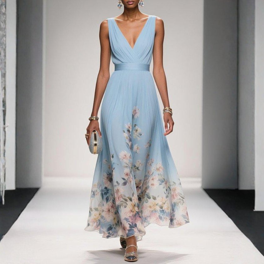 Vestido boho maxi floral para invitadas de boda en Rosa 4