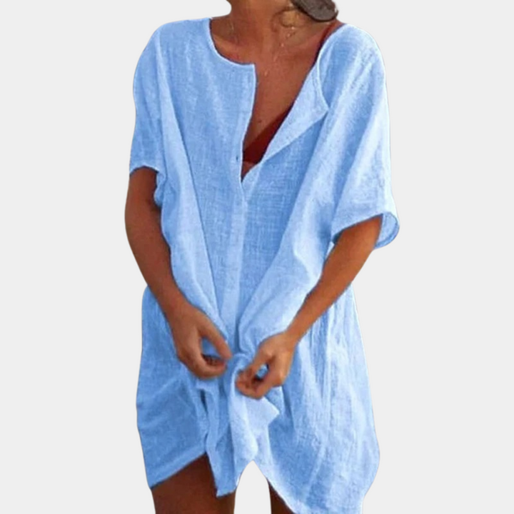 Vestido corto de mujer para invitada de boda en Azul