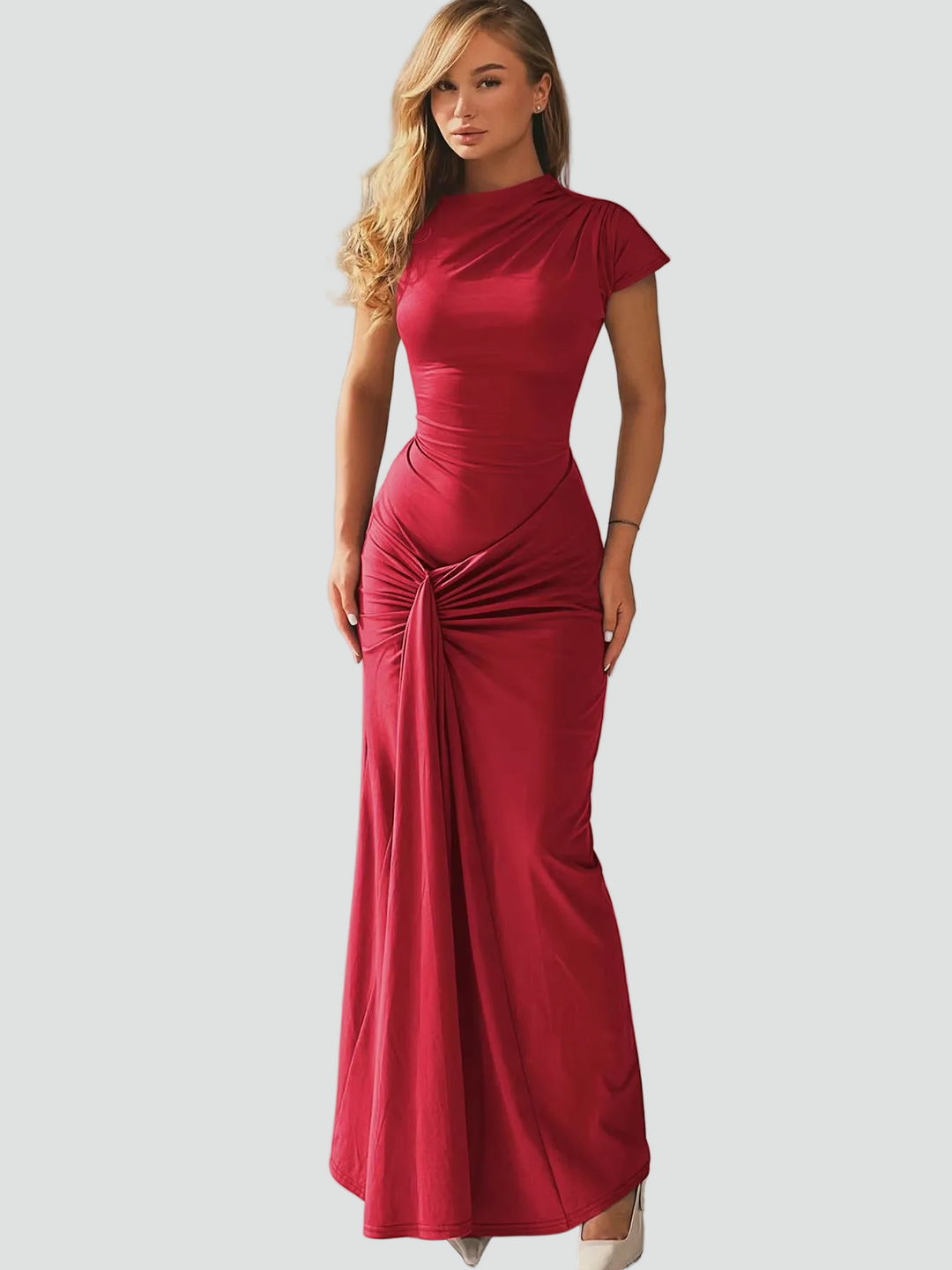 Vestido de Cóctel Maxi Ajustado con Pliegues (10)