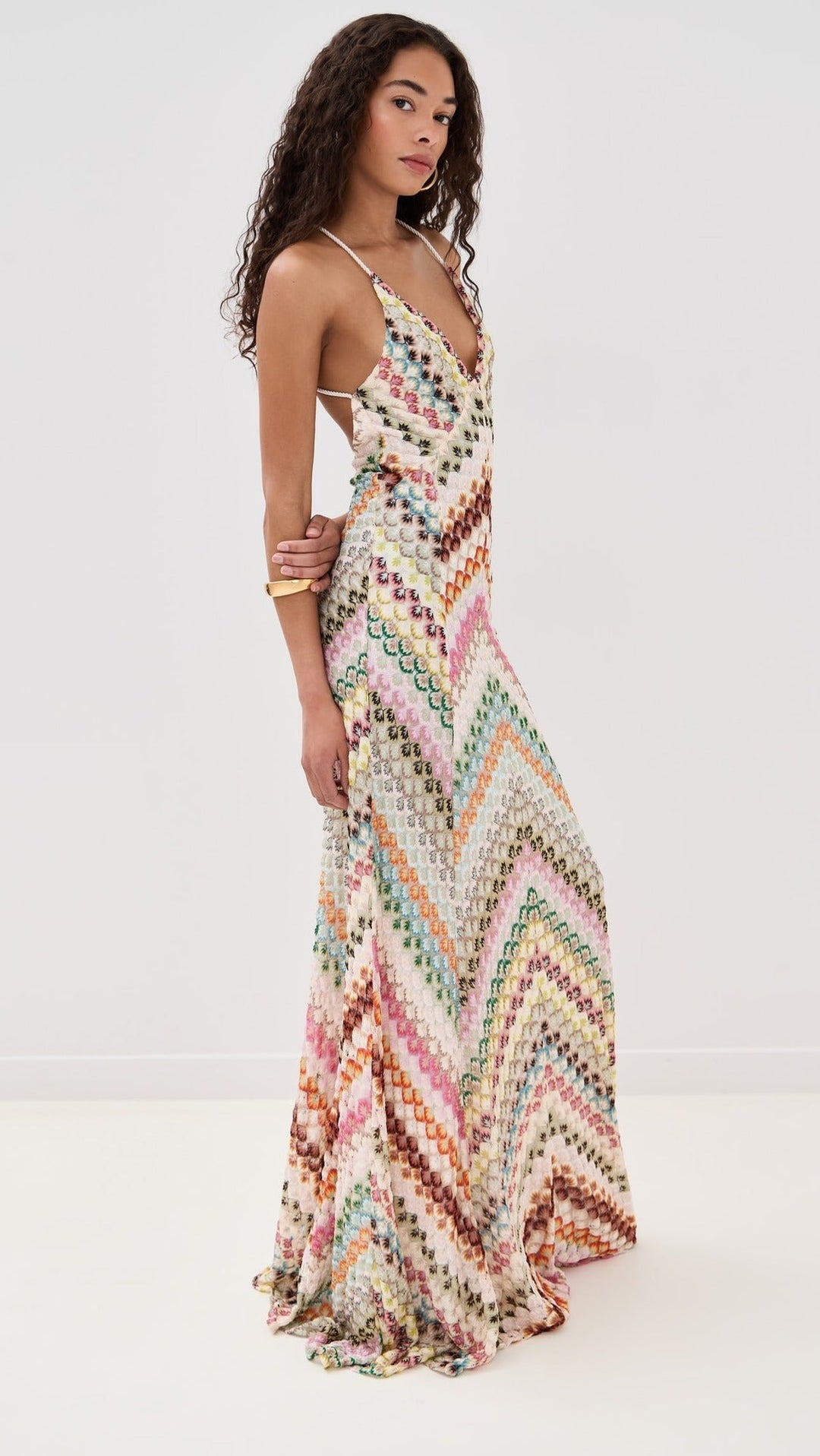 Vestido de Invitada Maxi en Ganchillo Multicolor (3)