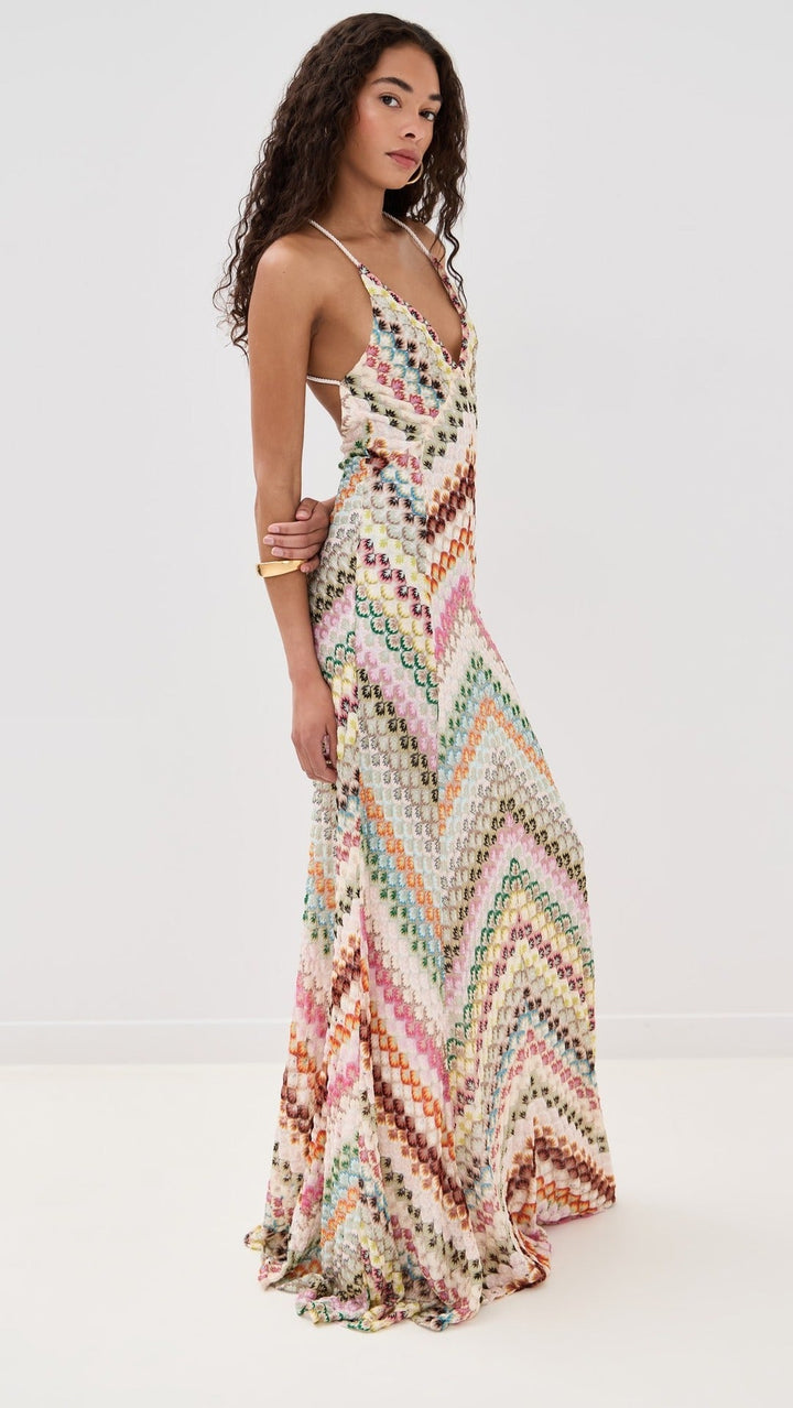 Vestido de Invitada Maxi en Ganchillo Multicolor (3)