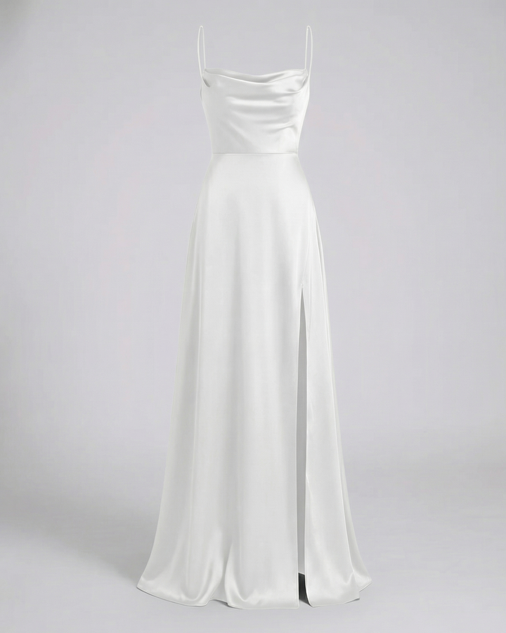 Vestido de Invitada Maxi Seda en Blanco