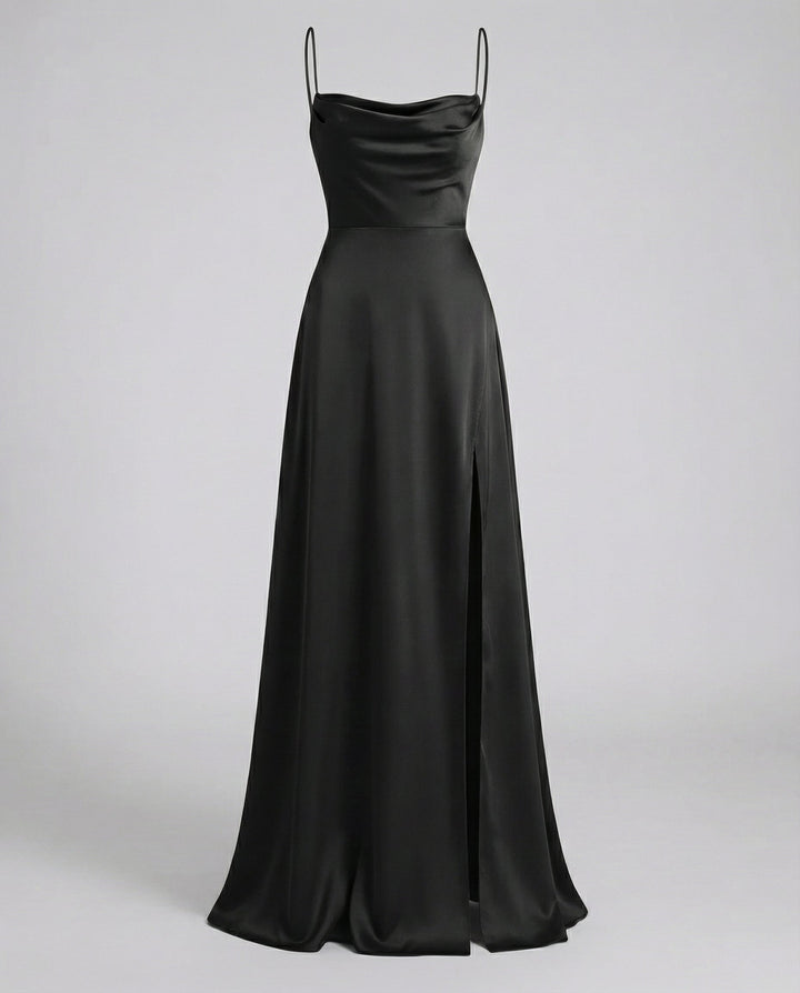 Vestido de Invitada Maxi Seda en Negro