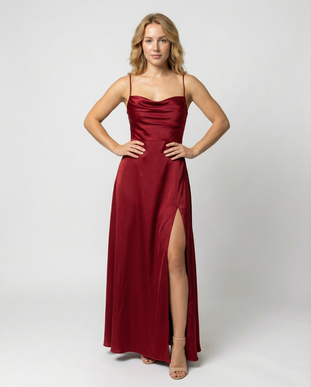 Vestido de Invitada Maxi Seda en Rojo