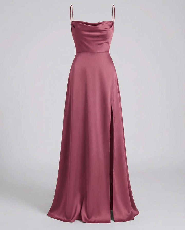 Vestido de Invitada Maxi Seda en Rosa