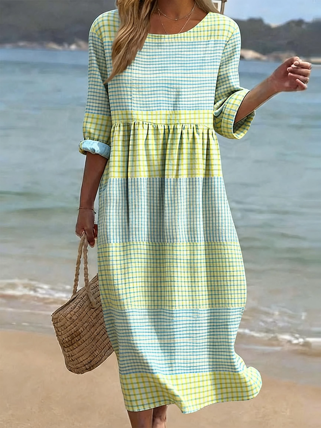 Vestido de lino a cuadros para verano en Kariert