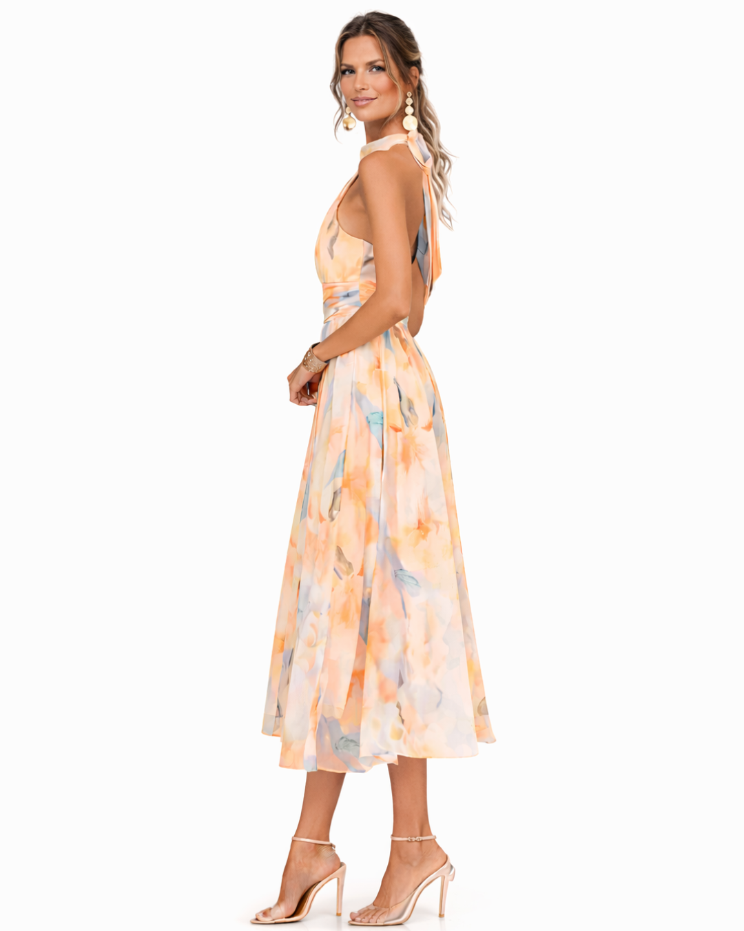 Vestido de Lino Maxi Estampado Acuarela (3)