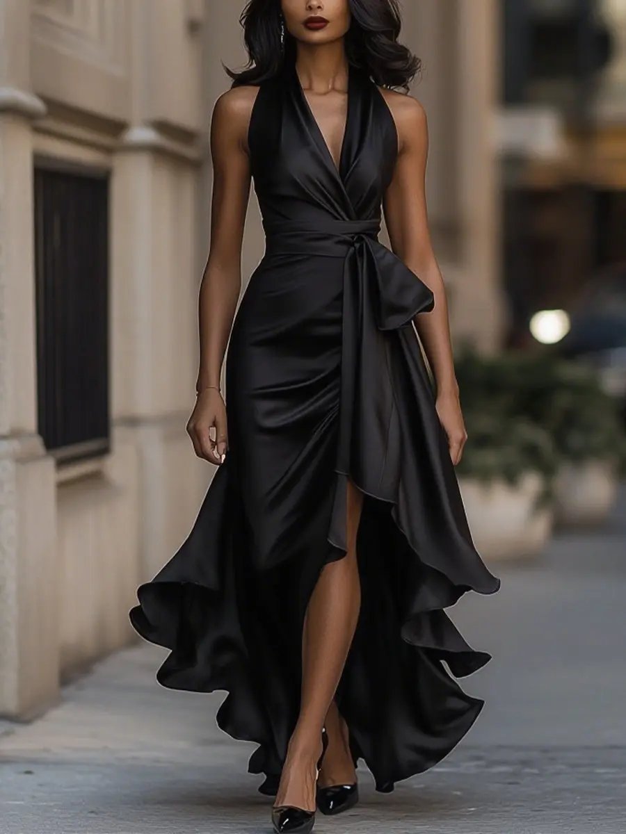 Vestido de Otoño para Invitadas de Boda en Negro