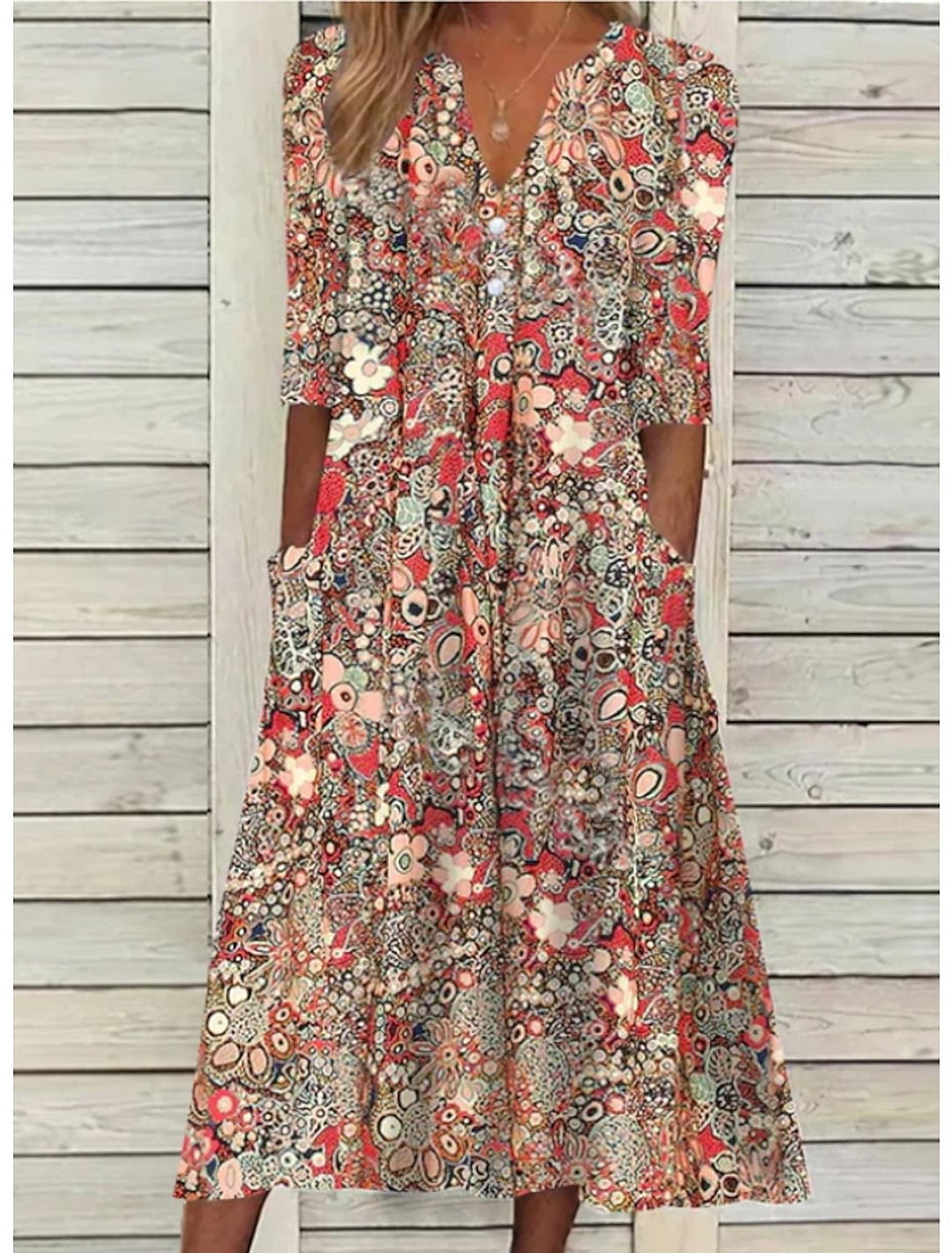 Vestido de playa elegante para verano en Rojo