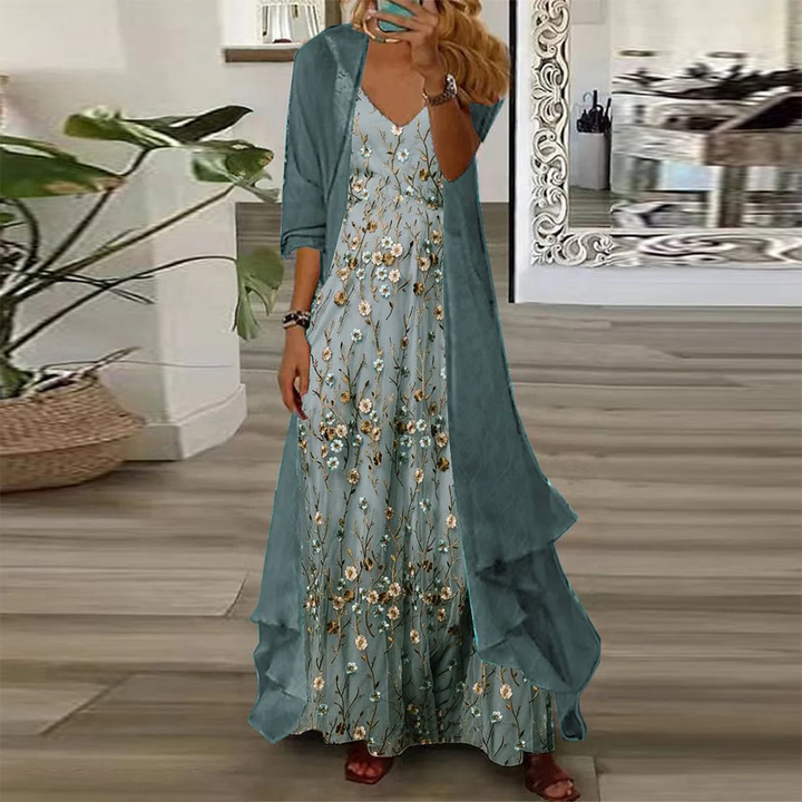 Vestido de playa floral largo de verano en Azul