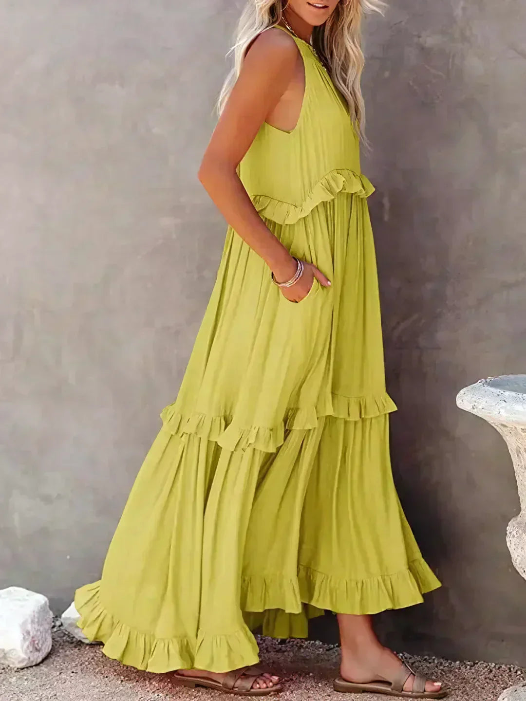 Vestido de verano largo y boho para mujer en Amarillo 2