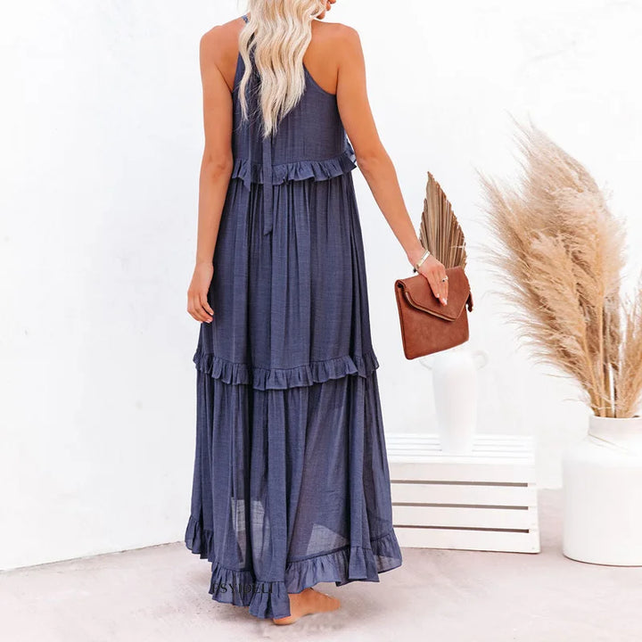 Vestido de verano largo y boho para mujer en Azul claro 2