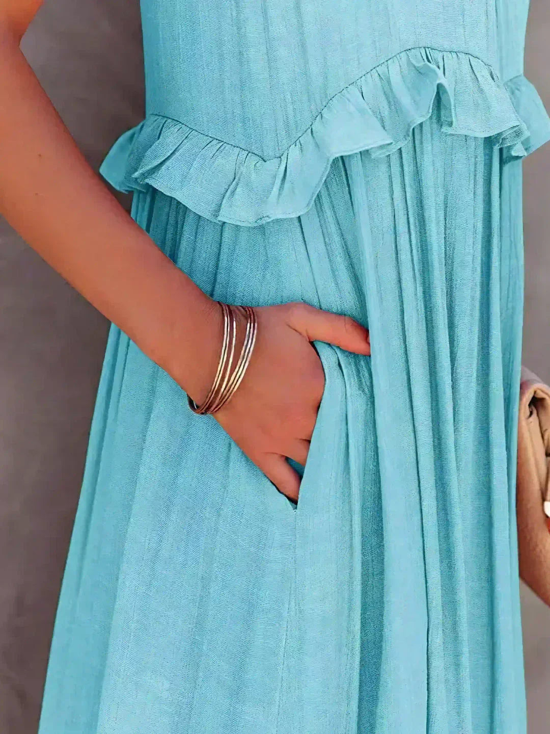 Vestido de verano largo y boho para mujer en Beige 6
