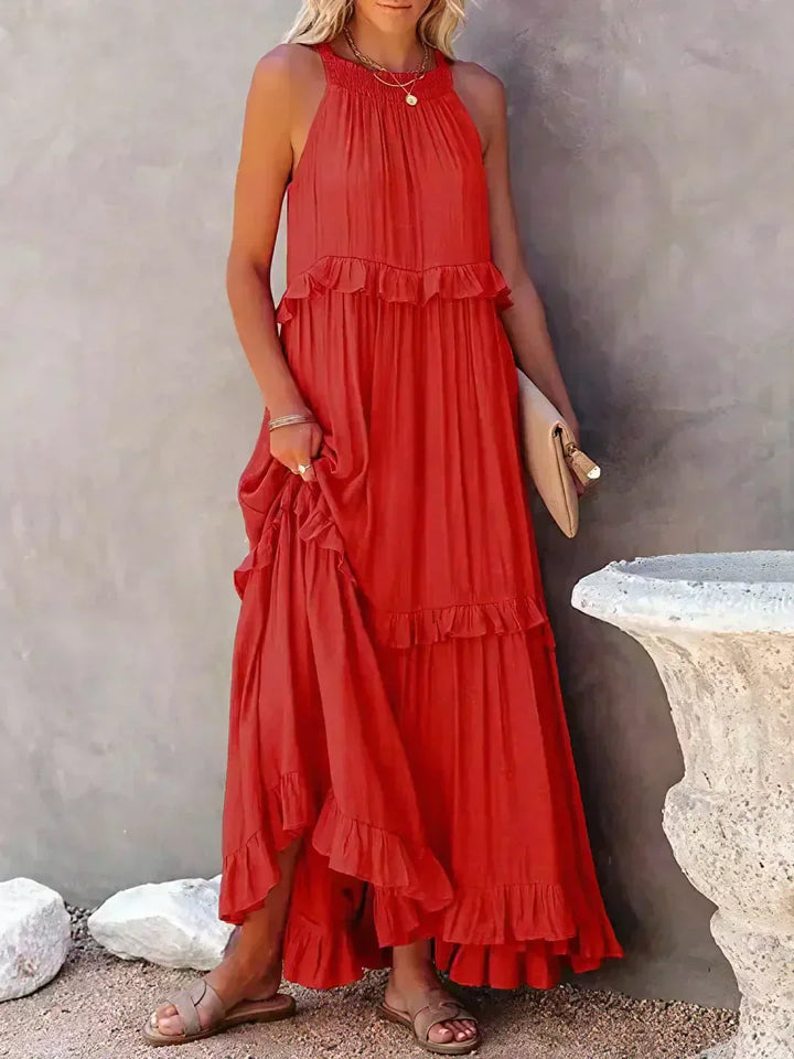 Vestido de verano largo y boho para mujer en Rojo 1