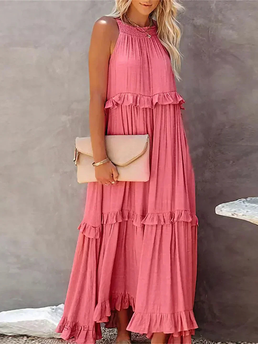 Vestido de verano largo y boho para mujer en Rojo 5