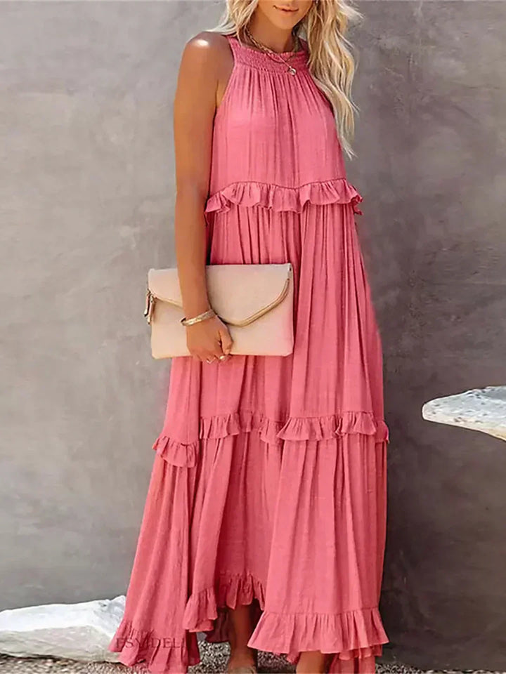 Vestido de verano largo y boho para mujer en Rojo 5