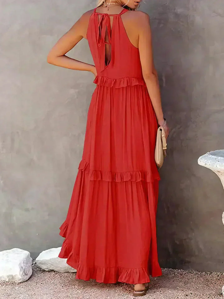 Vestido de verano largo y boho para mujer en Rojo 6