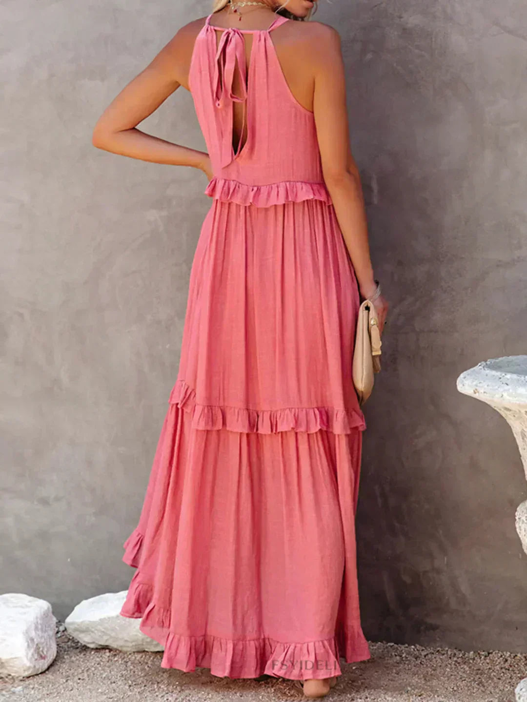 Vestido de verano largo y boho para mujer en Rosa 2