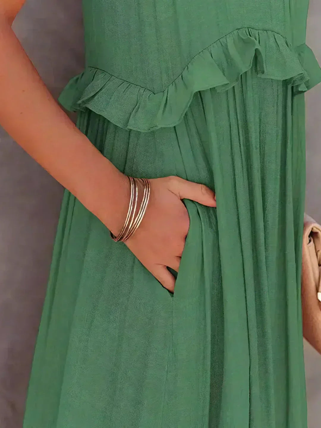 Vestido de verano largo y boho para mujer en Verde 5