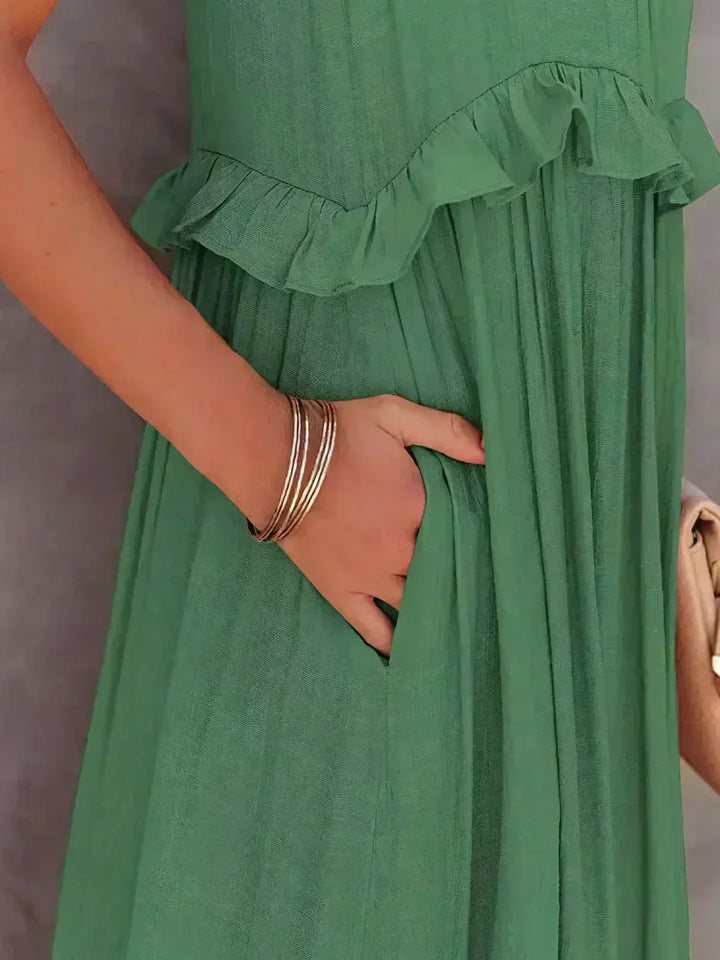 Vestido de verano largo y boho para mujer en Verde 5