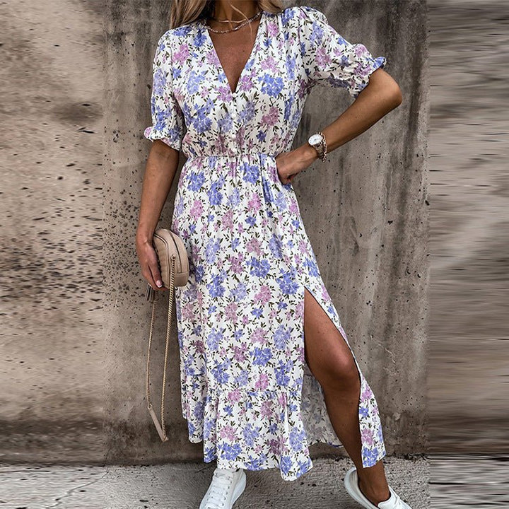 Vestido de verano largo y floral para mujer en Morado 1
