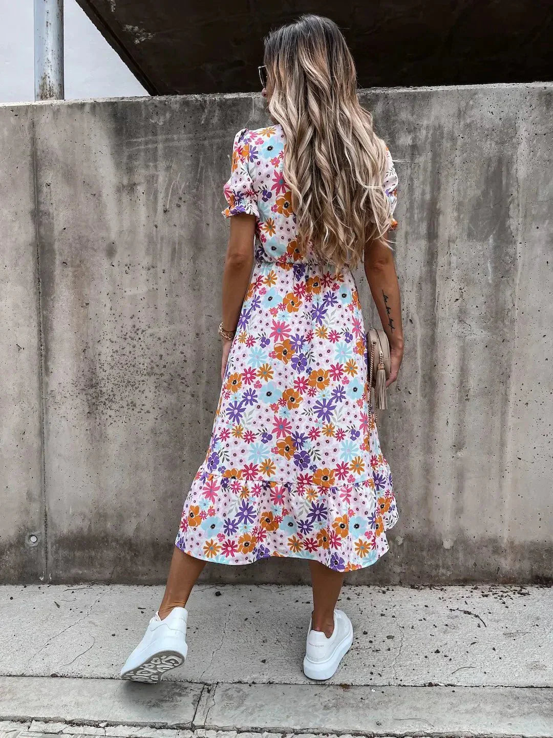 Vestido de verano largo y floral para mujer en Morado 3