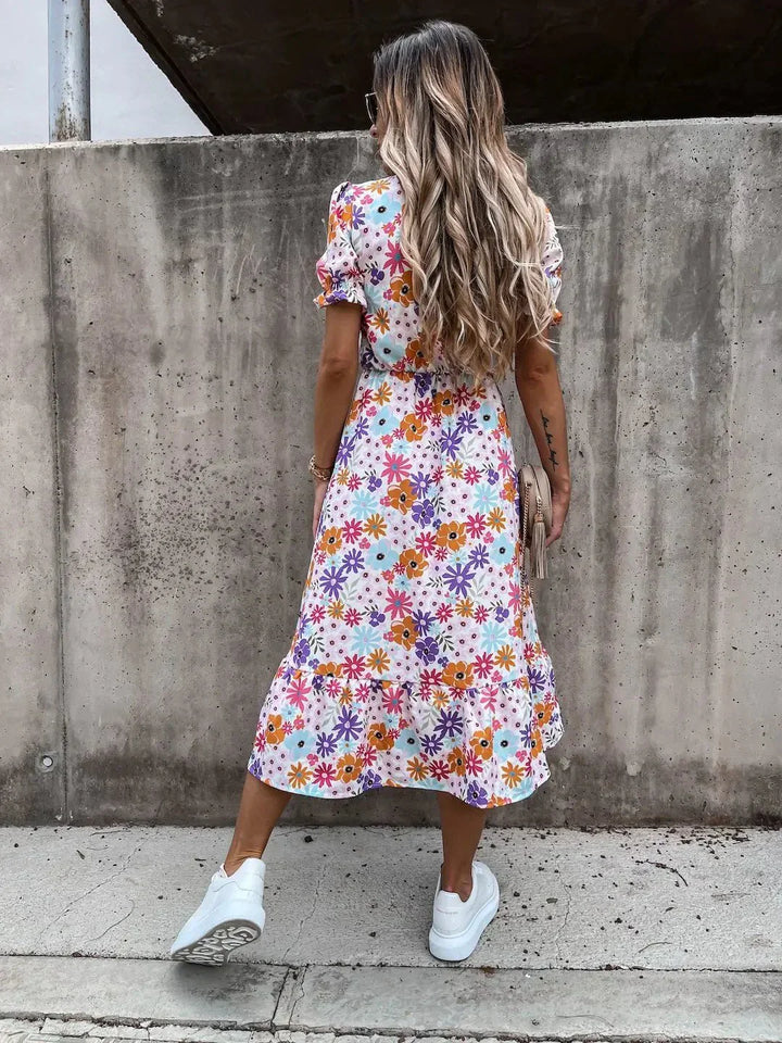 Vestido de verano largo y floral para mujer en Morado 3