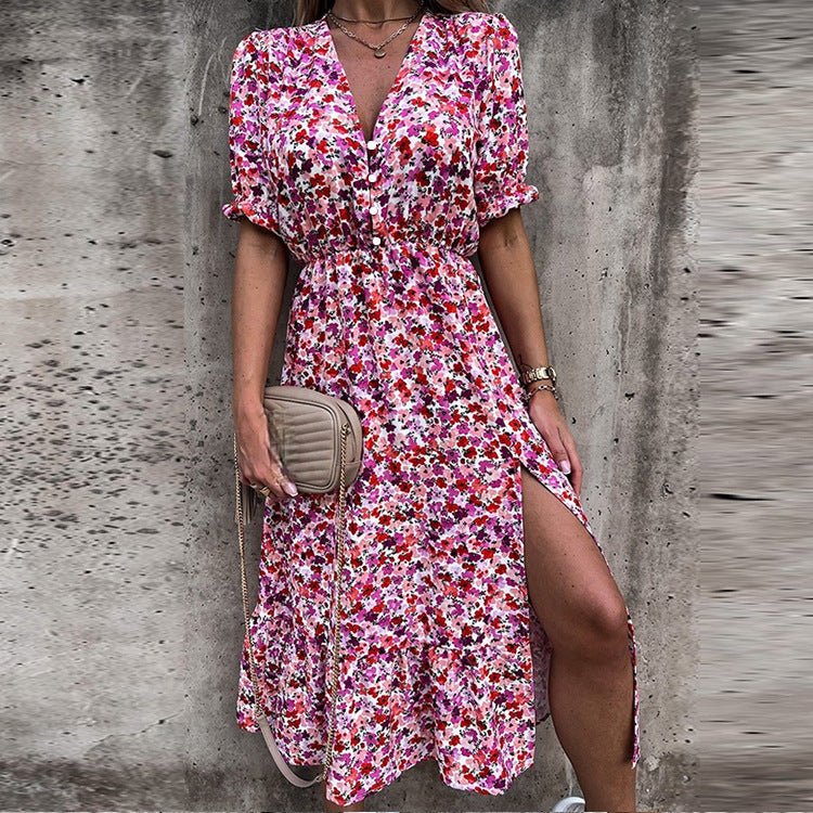 Vestido de verano largo y floral para mujer en Rosa 1