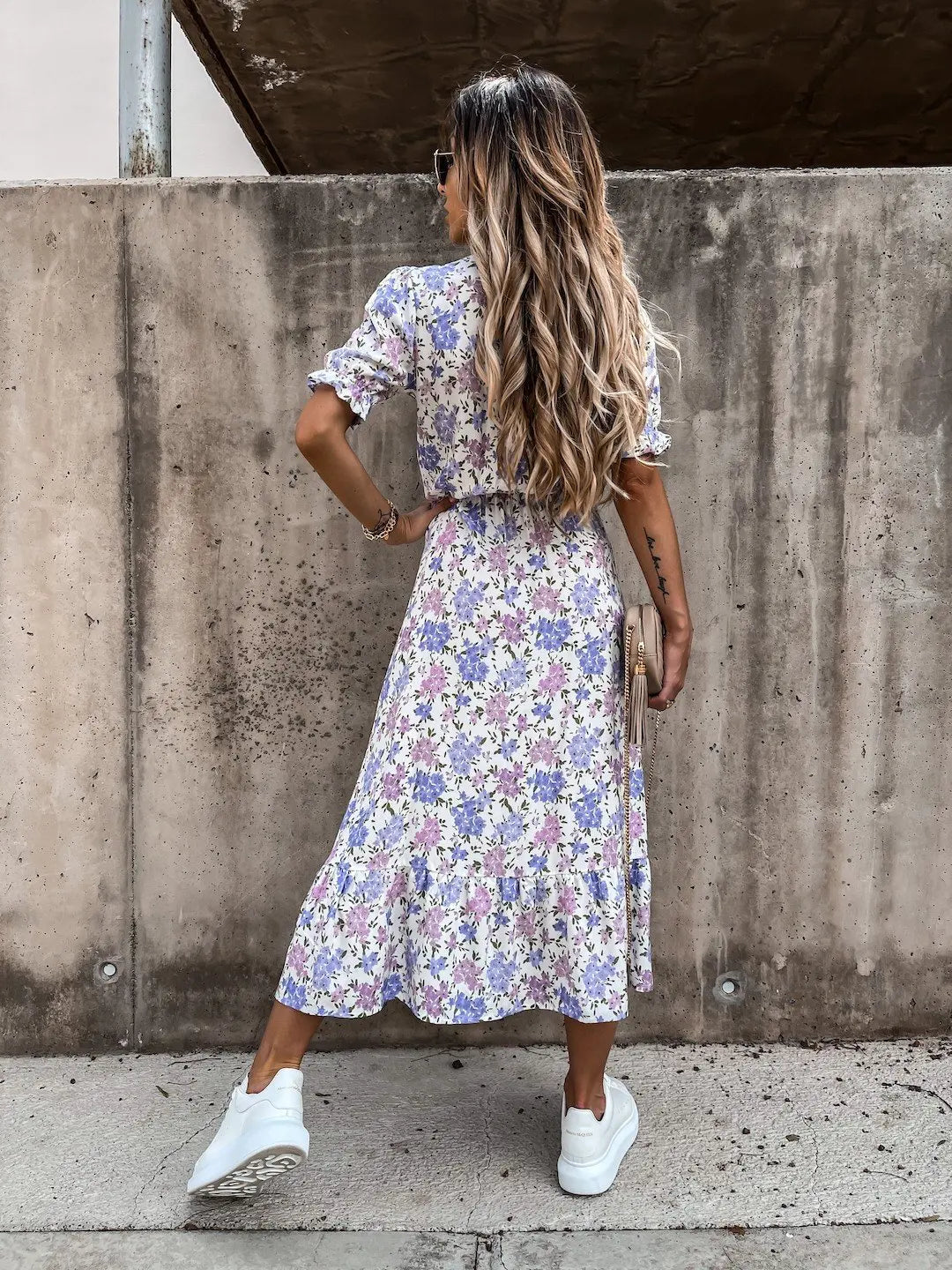 Vestido de verano largo y floral para mujer en Rosa 2