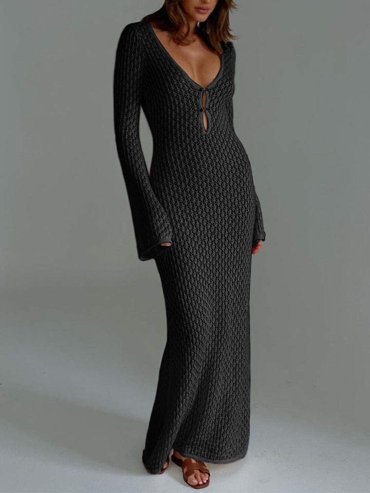 Vestido de Verano Maxi de Crochet para Mujer en Negro