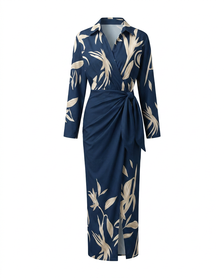 Vestido de Verano Maxi Envolvente Estampado en Azul claro 2