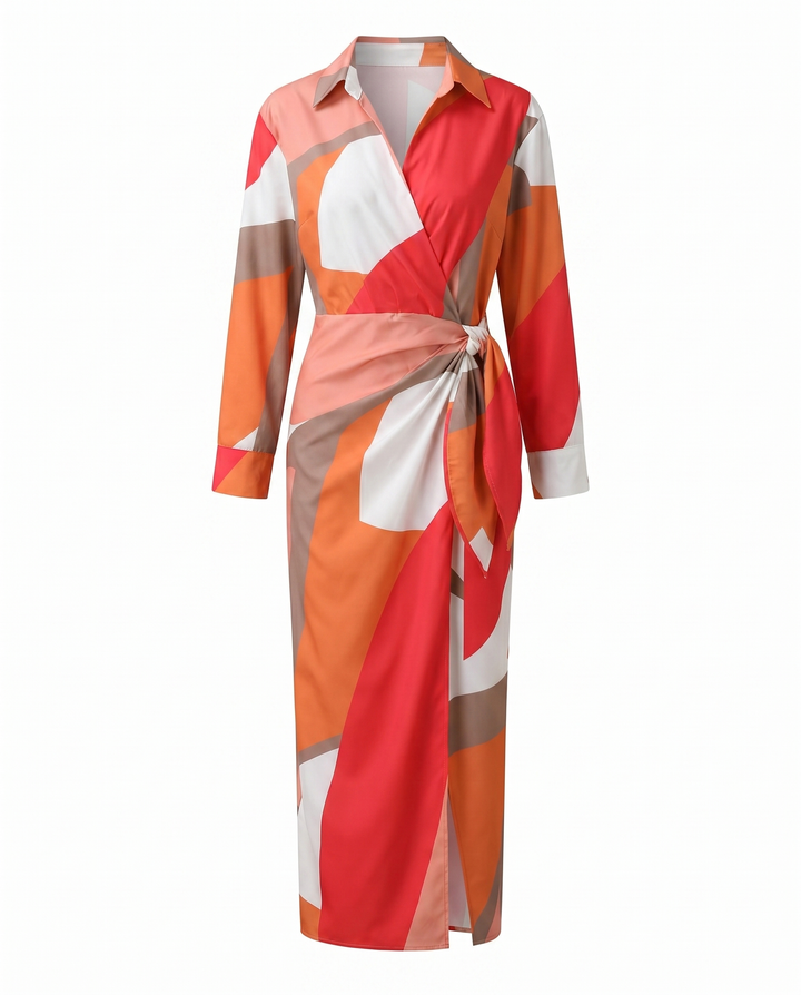 Vestido de Verano Maxi Envolvente Estampado en Multicolor 2