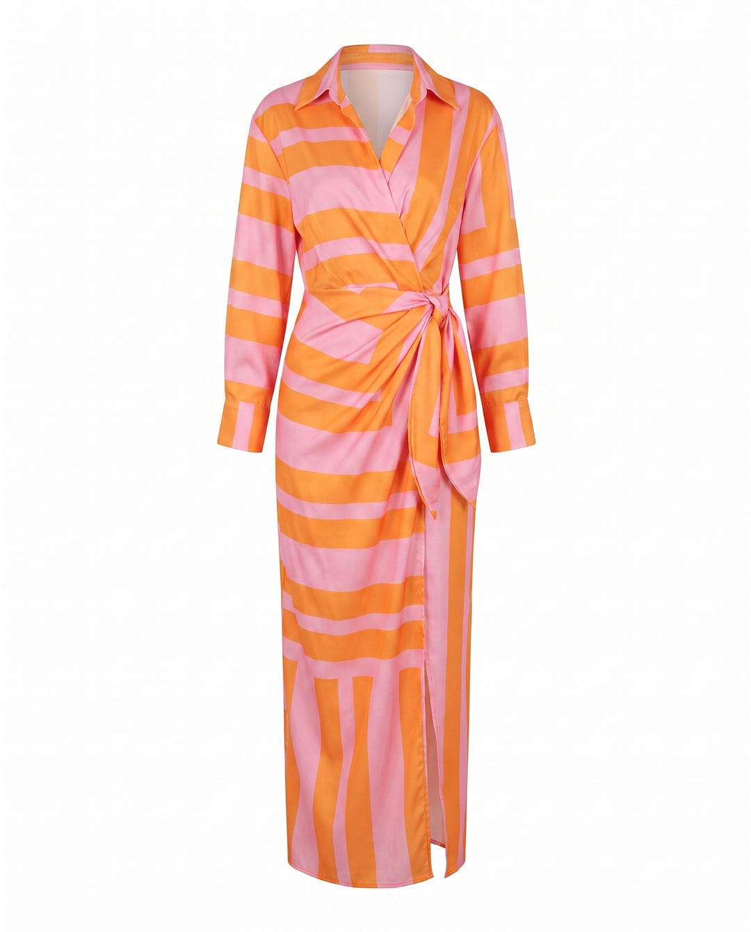 Vestido de Verano Maxi Envolvente Estampado en Naranja 2