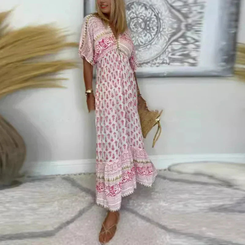 Vestido de Verano Maxi Estampado Boho (2)