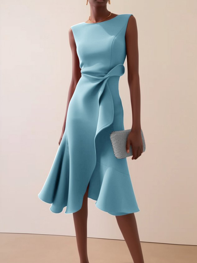 Vestido de Verano Midi Asimétrico Elegante en Azul claro