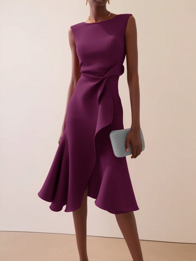 Vestido de Verano Midi Asimétrico Elegante en Morado