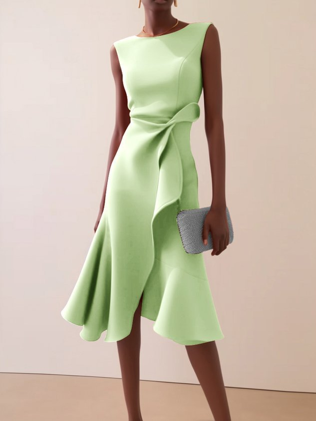 Vestido de Verano Midi Asimétrico Elegante en Verde claro