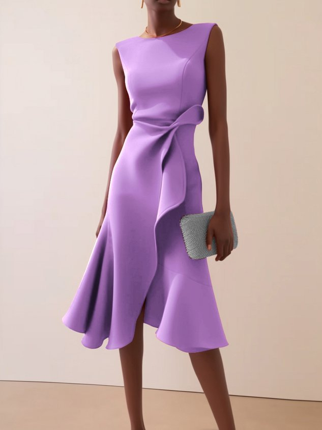 Vestido de Verano Midi Asimétrico Elegante en Violett