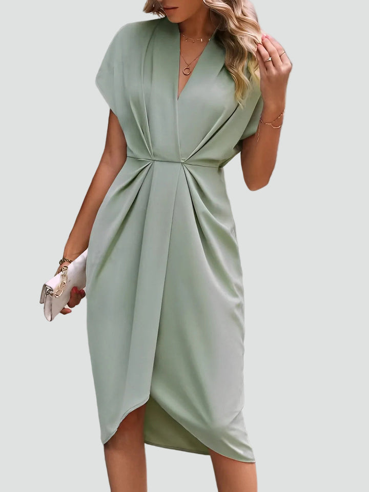 Vestido de Verano Midi Cruzado Sofisticado en Lichtgroen