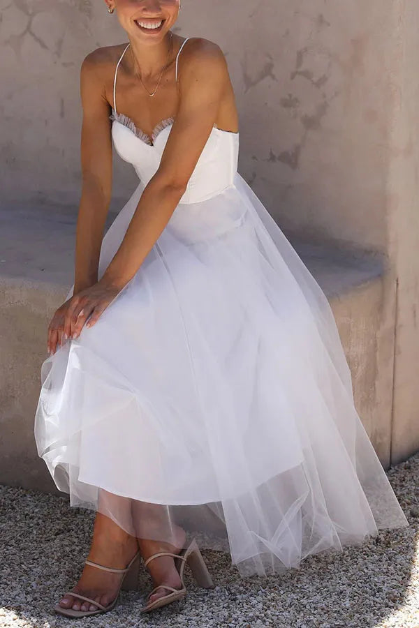 Vestido de Verano Midi Elegante para Ocasiones Especiales en Biały