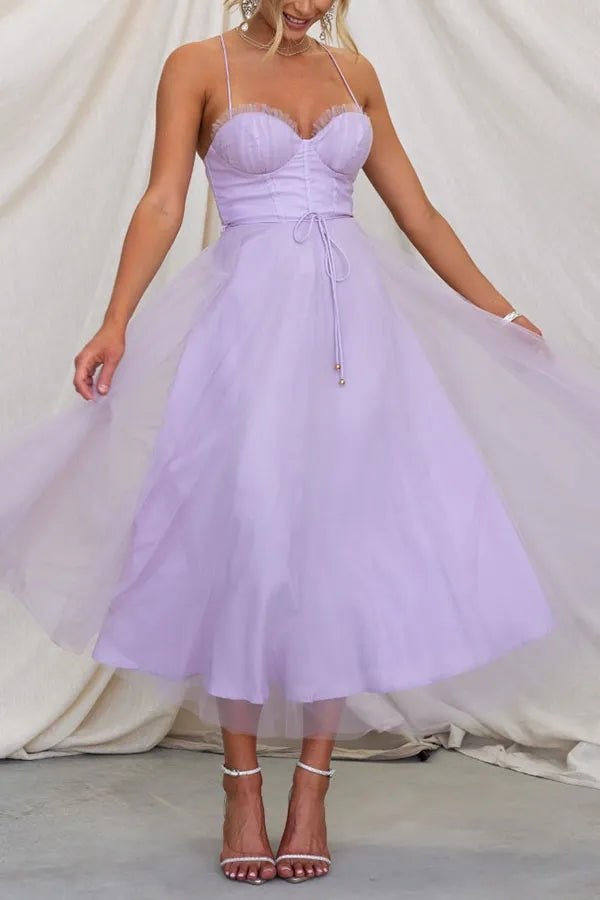 Vestido de Verano Midi Elegante para Ocasiones Especiales en Fioletowy