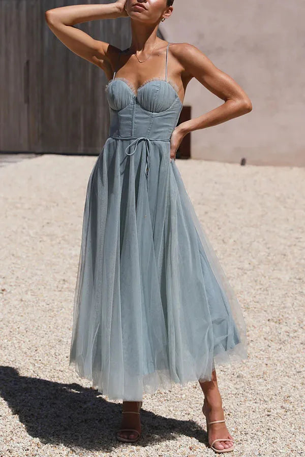 Vestido de Verano Midi Elegante para Ocasiones Especiales en Niebieski