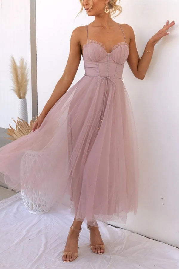 Vestido de Verano Midi Elegante para Ocasiones Especiales en Różowy