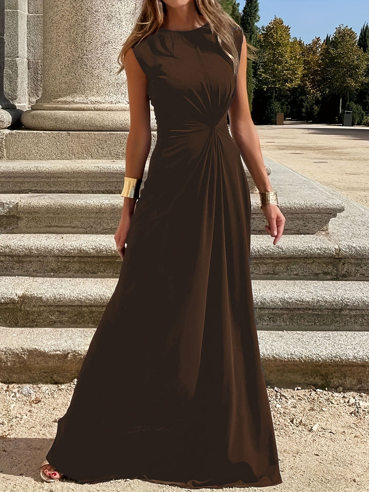 Vestido elegante de mujer para invitada de boda en Marrón