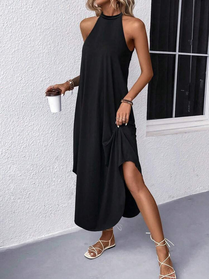 Vestido Halter Maxi Cómodo para Mujer en Negro