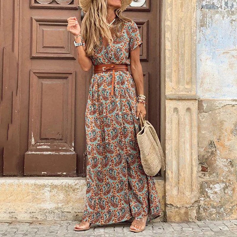 Vestido Largo Boho para Invitada de Boda en Marrón 1