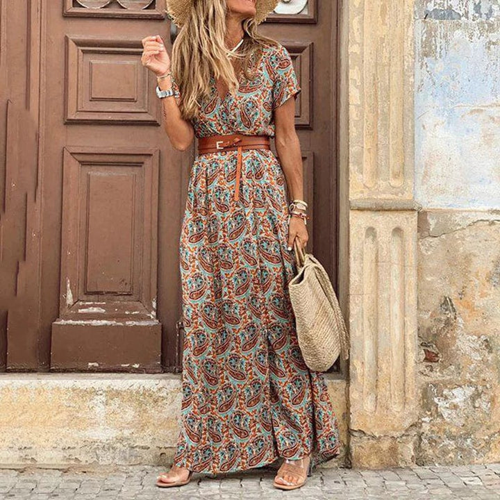 Vestido Largo Boho para Invitada de Boda en Marrón 1